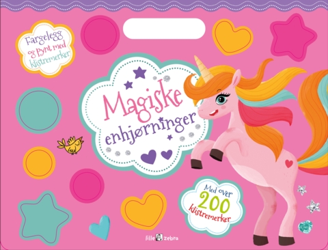 Magiske enhjørninger. Fargelegging og klistremerker
